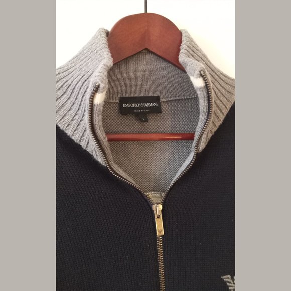 EMPORIO ARMANI - Full zip tri-color cardigan - Sz M-L - Picture 3 of 16